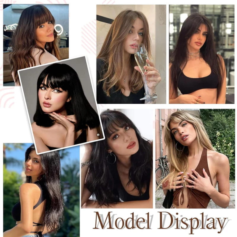 Clip-In Bangs Hairpiece with Side Swept Layers – Instant Fringe Look for Any Occasion | Natural Texture Heat Stylable