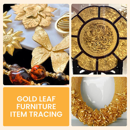 Metallic Leaf Paint for Furniture & Crafts – Gold & Silver Shimmering Finish – Water-Based Craft Paint with Brush – 7 oz