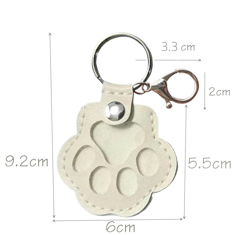 Genuine Leather Pet Memorial Keychain with Embossed Paw Print for Dog & Cat Lovers