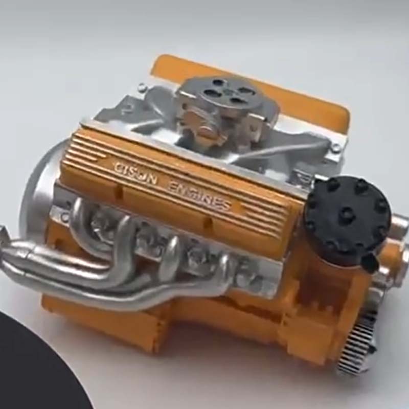 Gasoline-Powered V8 Engine Model Kit | Fully Functional Mini Motor with CDI Ignition & Precision CNC Machined Metal Parts for RC Projects
