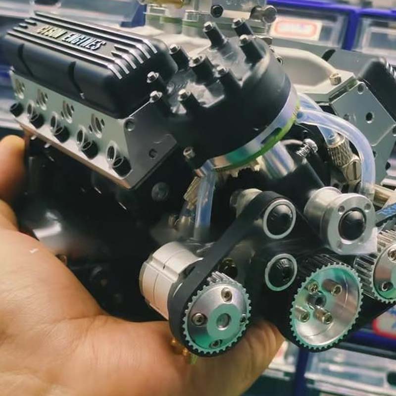 Working V8 Gasoline Engine Model Kit Metal Miniature Motor CDI Ignition RC Compatible Small Block OHV Educational Mechanical Build Desktop