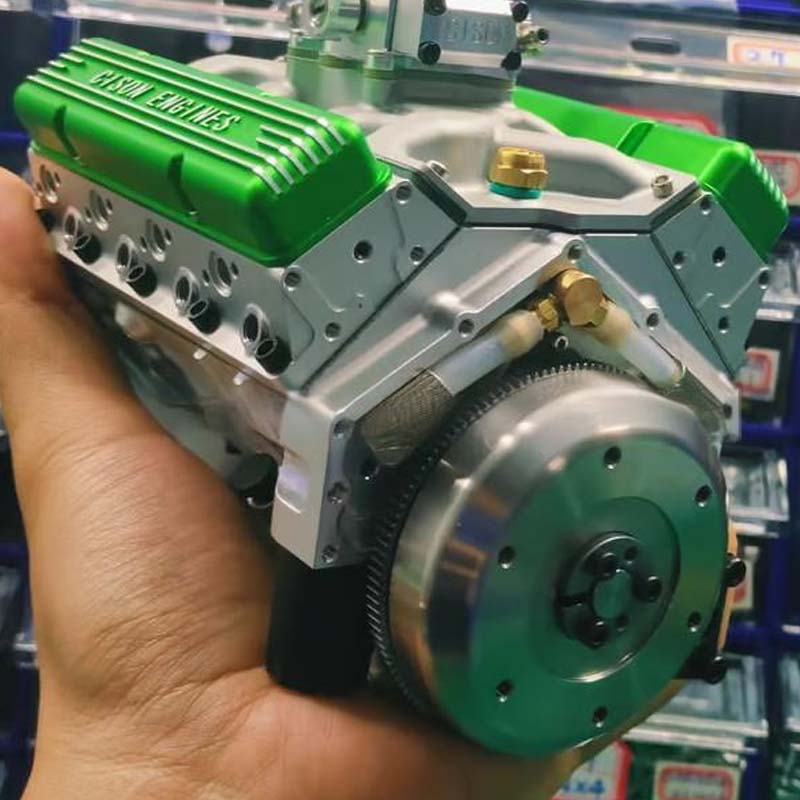 Gasoline-Powered V8 Engine Model Kit | Fully Functional Mini Motor with CDI Ignition & Precision CNC Machined Metal Parts for RC Projects