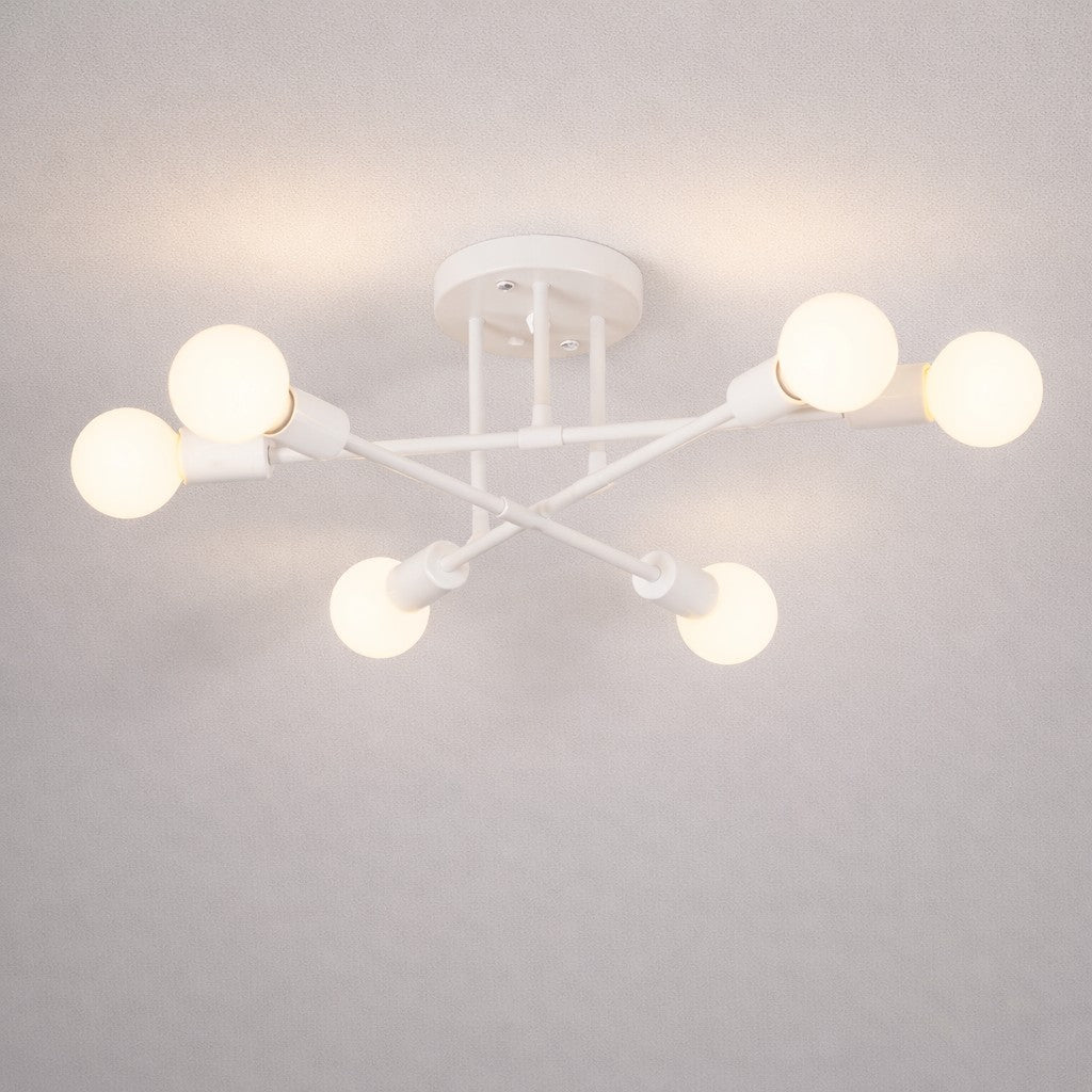Mid-Century Starburst Flush Mount Ceiling Light | E27 Multi-Arm Modern Fixture for Living Room & Bedroom | 4, 6 or 8 Bulb Configuration