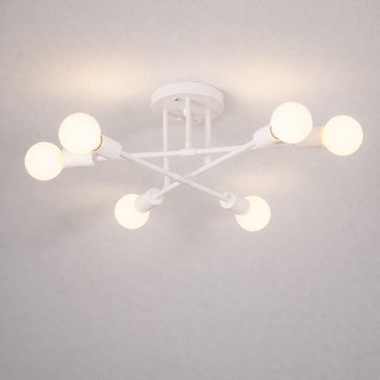 Mid-Century Starburst Flush Mount Ceiling Light | E27 Multi-Arm Modern Fixture for Living Room & Bedroom | 4, 6 or 8 Bulb Configuration