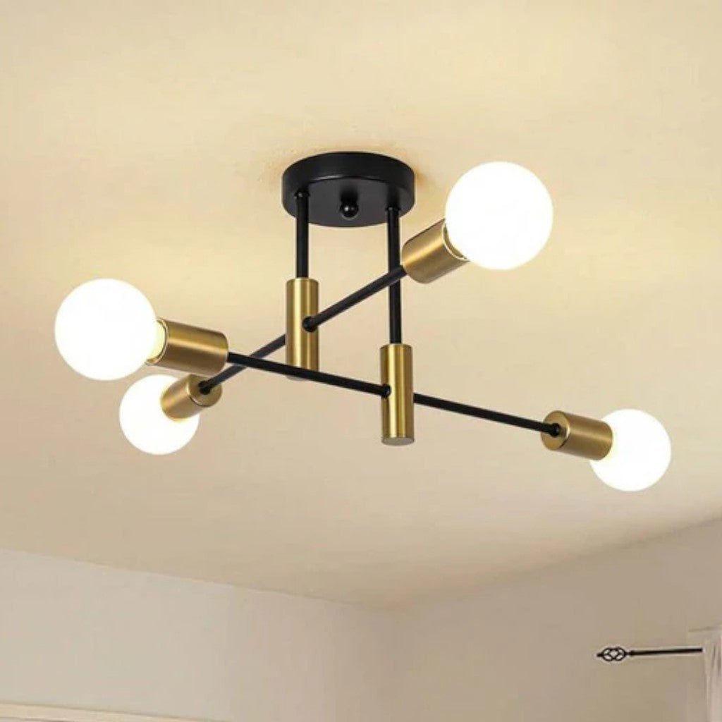 Mid-Century Starburst Flush Mount Ceiling Light | E27 Multi-Arm Modern Fixture for Living Room & Bedroom | 4, 6 or 8 Bulb Configuration