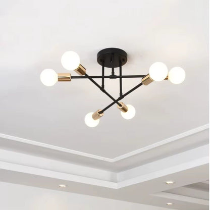 Mid-Century Starburst Flush Mount Ceiling Light | E27 Multi-Arm Modern Fixture for Living Room & Bedroom | 4, 6 or 8 Bulb Configuration