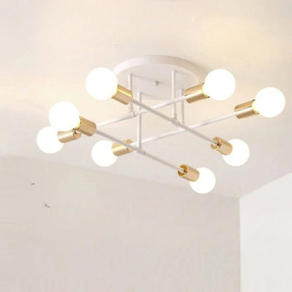 Mid-Century Starburst Flush Mount Ceiling Light | E27 Multi-Arm Modern Fixture for Living Room & Bedroom | 4, 6 or 8 Bulb Configuration