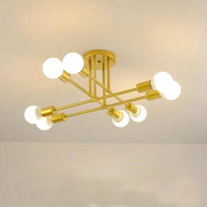 Mid-Century Starburst Flush Mount Ceiling Light | E27 Multi-Arm Modern Fixture for Living Room & Bedroom | 4, 6 or 8 Bulb Configuration