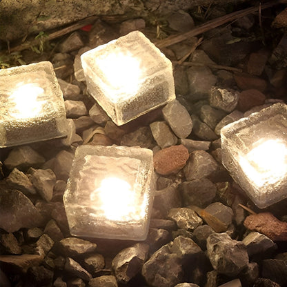 Solar Pathway Lights Crystal Cube Design for Gardens & Walkways Weatherproof Color-Changing LED Yard Illumination