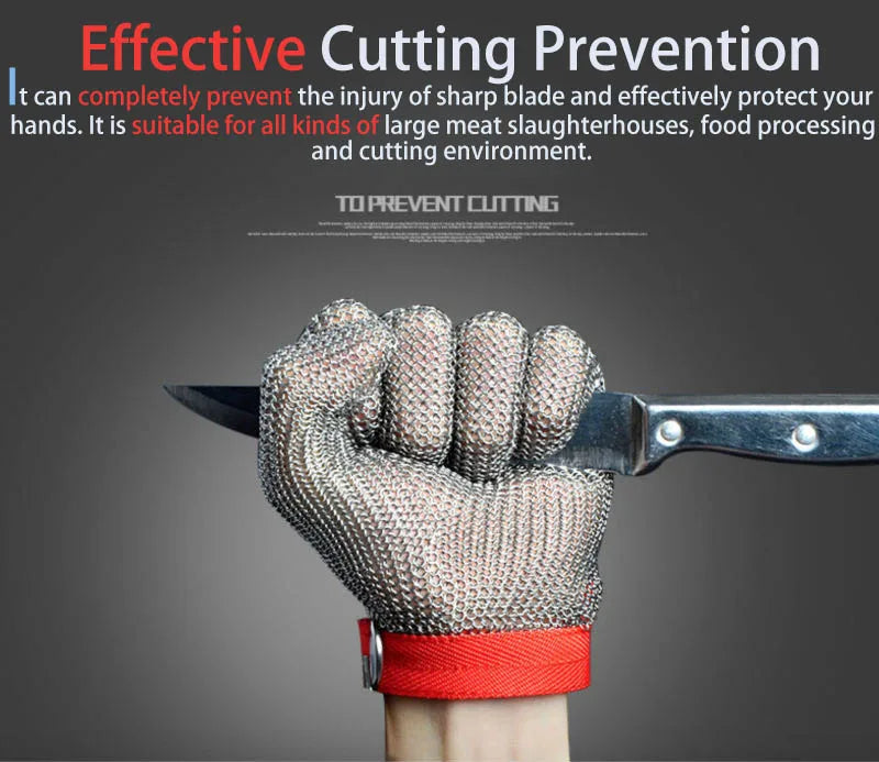 Cut-Resistant Glove | Stainless Steel Protection with Adjustable Strap | Safety Gear for Kitchen and Workshop