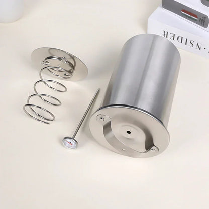 Meat Press Mold and Cooker with Kitchen Thermometer in Stainless Steel