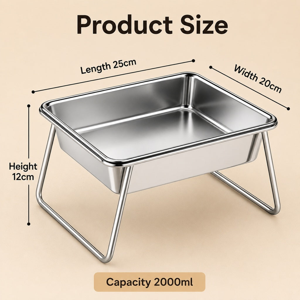 Ortekor Elevated 304 Stainless Steel Pet Bowl with Stand for Cats & Dogs - Anti-Tip Raised Feeder for Cleaner Meals