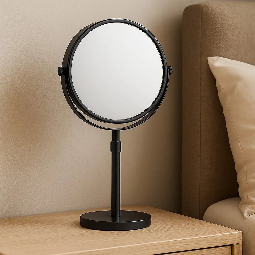 Elegant LED Makeup Mirror | 10X Magnification & Adjustable Height | Perfect Lighting for Flawless Makeup
