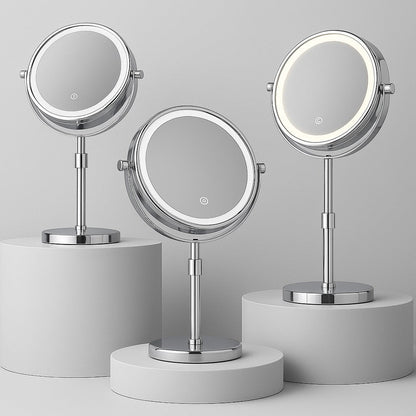 Rechargeable Vanity Mirror with 10X Magnification & Adjustable Height for Countertop Makeup Application