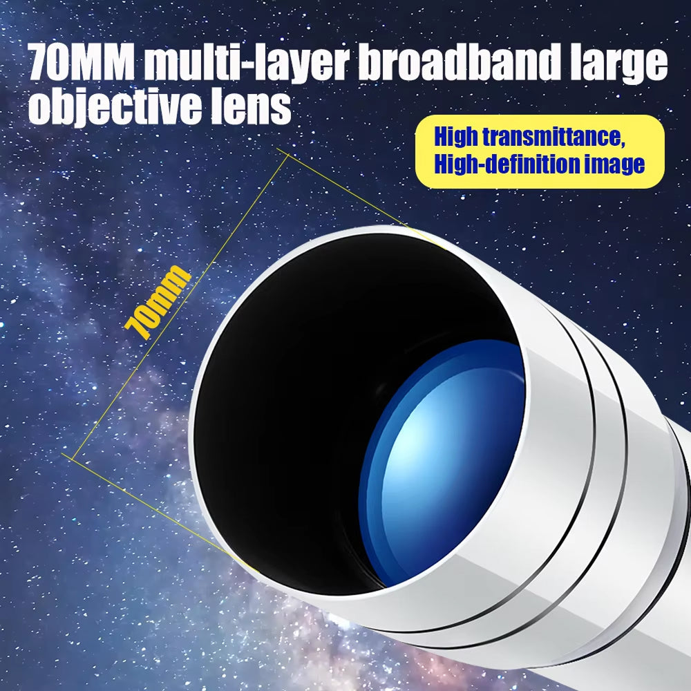 Beginner Refractor Telescope for Kids — 70mm Aperture with Adjustable Tripod & Phone Adapter