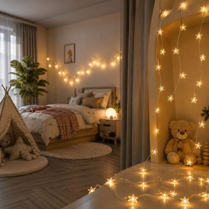 Guirlande lumineuse à piles pour chambre d'enfant, éclairage LED décoratif blanc chaud, décoration murale pour chambre, salle de jeux ou chambre de bébé