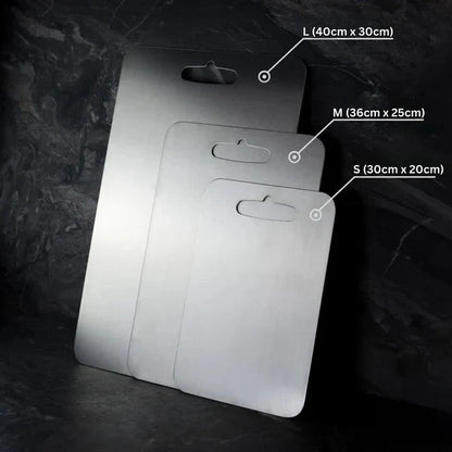 Stainless Steel Cutting Board Non-Porous Antibacterial Kitchen Prep Surface Knife-Safe Food Grade Metal Chopping Block for Home Cooking