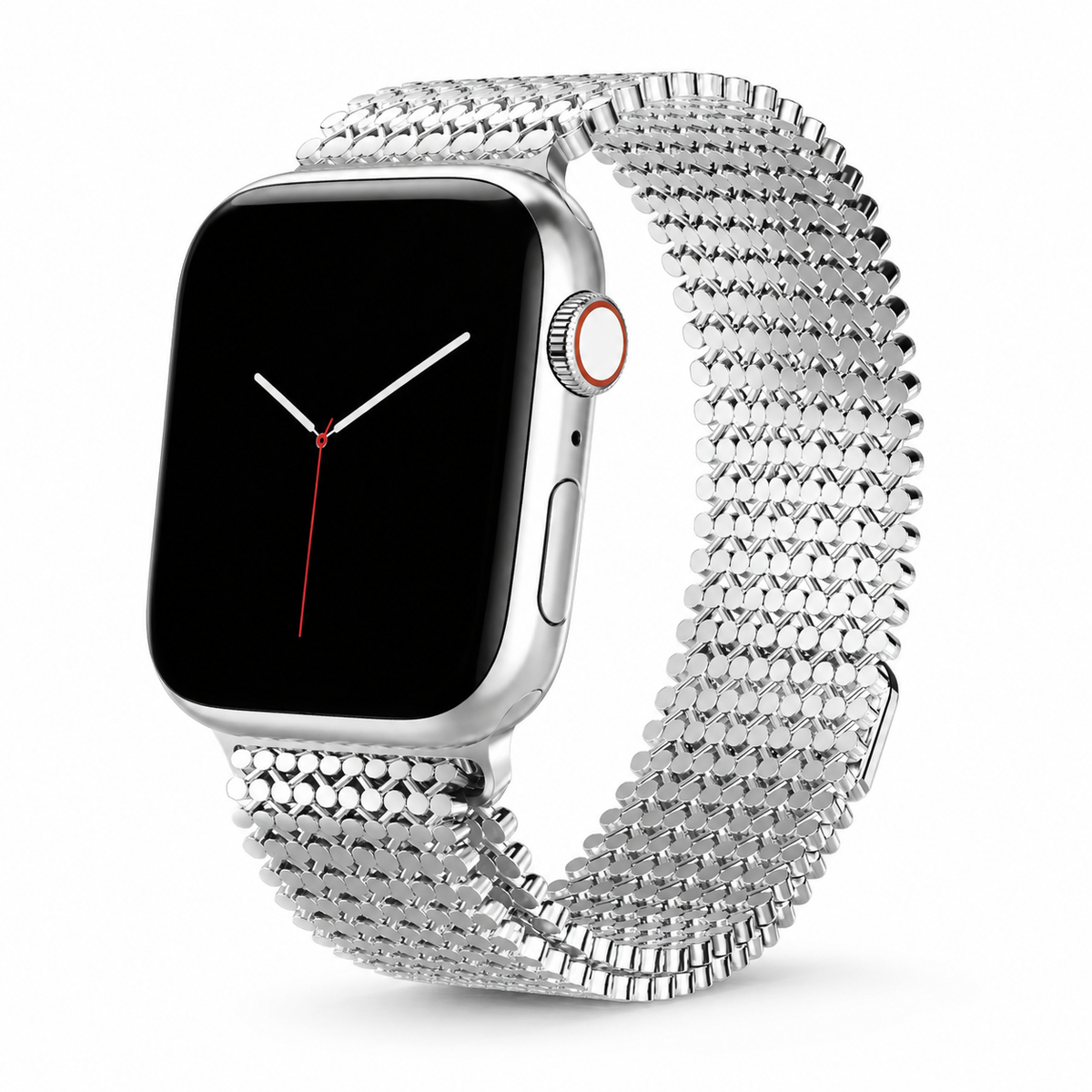 Woven Steel Watch Strap with Magnetic Clasp – Adjustable Metal Band for Apple Watch 38mm–49mm