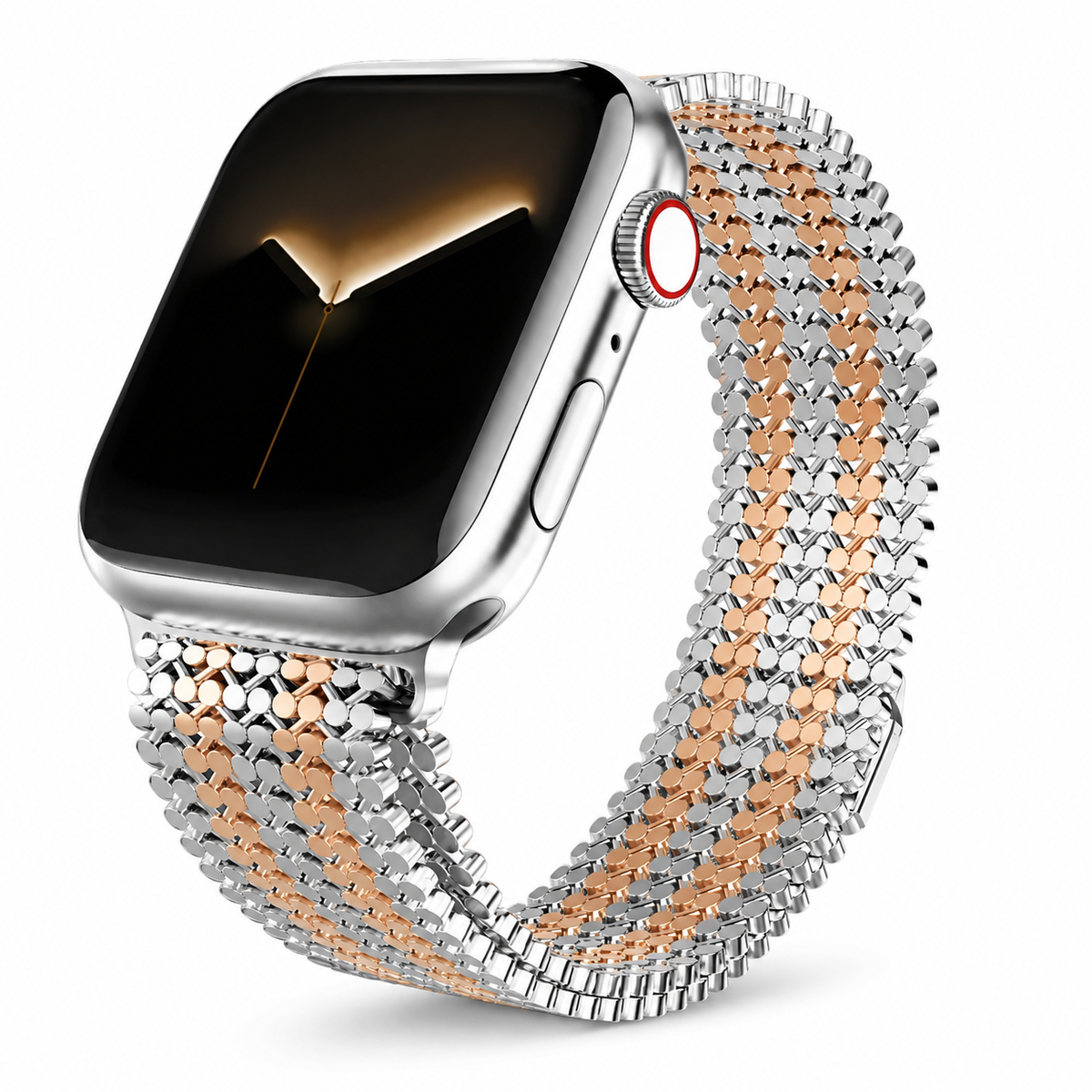 Woven Steel Watch Strap with Magnetic Clasp – Adjustable Metal Band for Apple Watch 38mm–49mm