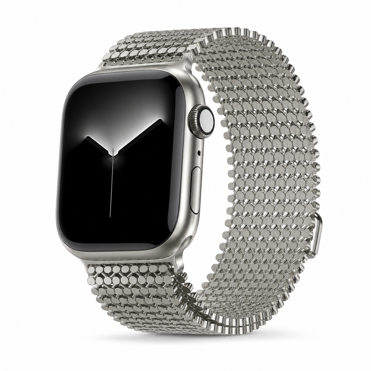 Woven Steel Watch Strap with Magnetic Clasp – Adjustable Metal Band for Apple Watch 38mm–49mm