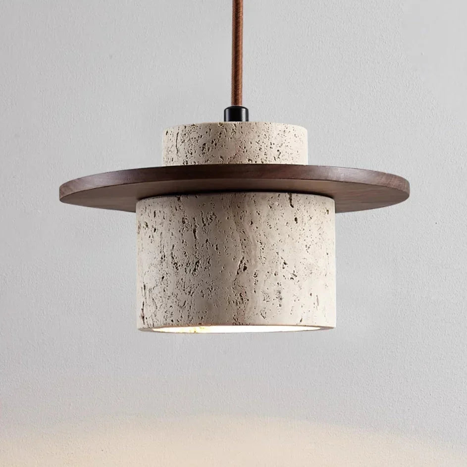 Stone Travertine LED Pendant Light Fixture with Adjustable Cord for Dining Room Kitchen Island Bedroom Reading Nook