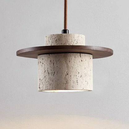 Stone Travertine LED Pendant Light Fixture with Adjustable Cord for Dining Room Kitchen Island Bedroom Reading Nook