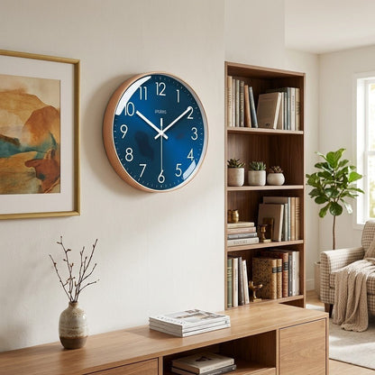 Whisper-Quiet Round Wall Clock with Sweep Hand – Modern Analog Timepiece for Bedroom Office Living Room – Glass Face Non-Ticking Quartz