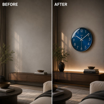 Whisper-Quiet Round Wall Clock with Sweep Hand – Modern Analog Timepiece for Bedroom Office Living Room – Glass Face Non-Ticking Quartz