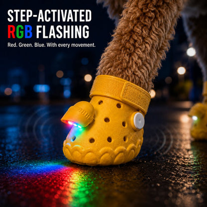 Ortekor Step-Activated RGB Light-Up Dog Boots for Night Walks – Low-Light Visibility & Lightweight EVA Paw Coverage