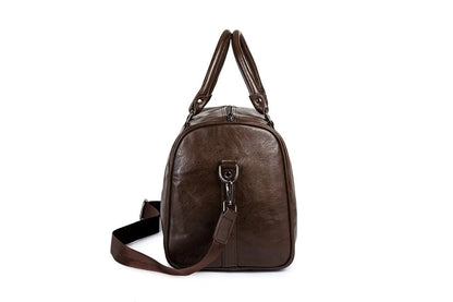 Weekender Overnight Bag in Vegan Leather – Roomy Interior with Shoulder Strap & Padded Grips for Airport Travel