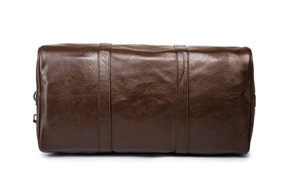 Weekender Overnight Bag in Vegan Leather – Roomy Interior with Shoulder Strap & Padded Grips for Airport Travel