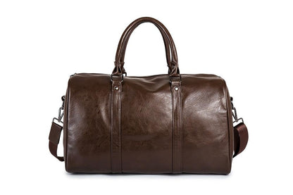 Weekender Overnight Bag in Vegan Leather – Roomy Interior with Shoulder Strap & Padded Grips for Airport Travel