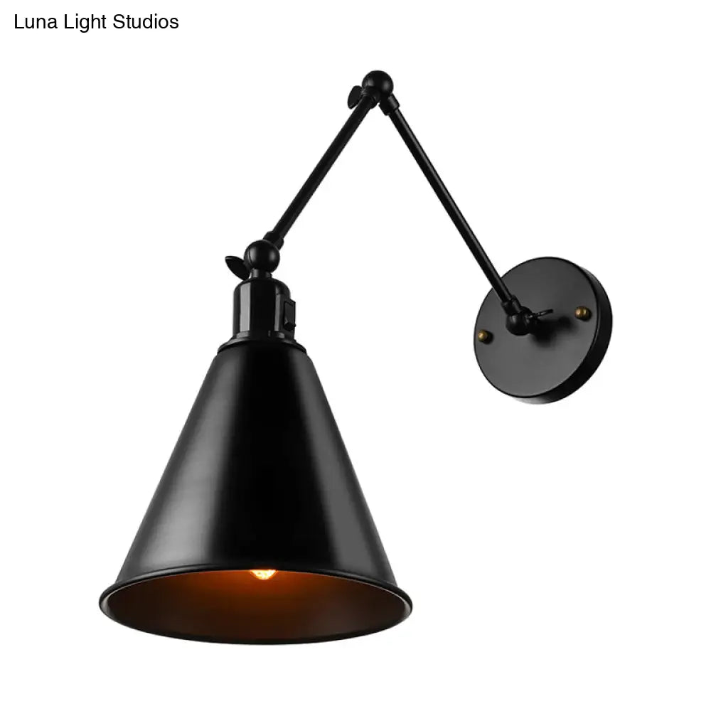 Swing Arm Wall Light Fixture Industrial Metal Sconce Adjustable for Living Room Bedroom Bedside Reading