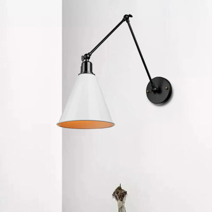Swing Arm Wall Light Fixture Industrial Metal Sconce Adjustable for Living Room Bedroom Bedside Reading