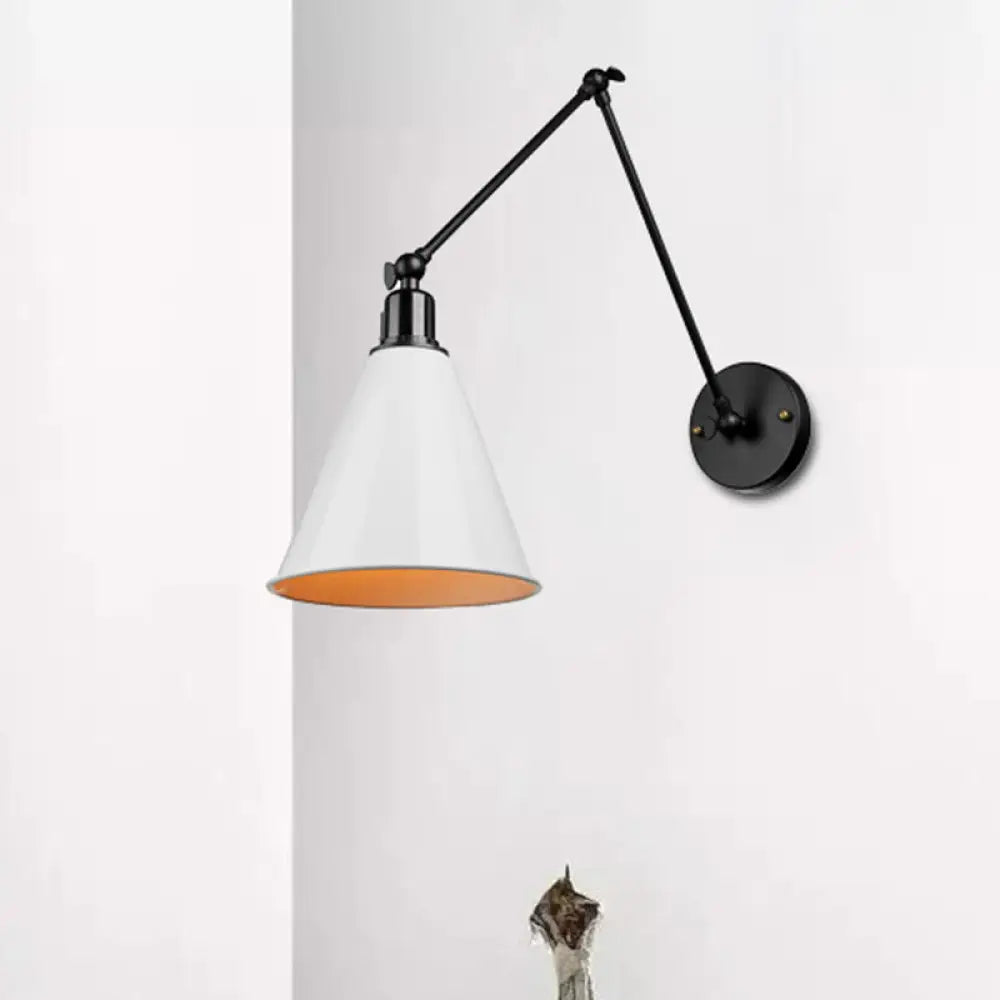 Swing Arm Wall Light Fixture Industrial Metal Sconce Adjustable for Living Room Bedroom Bedside Reading