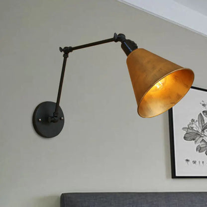 Swing Arm Wall Light Fixture Industrial Metal Sconce Adjustable for Living Room Bedroom Bedside Reading