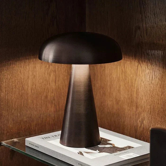 Rechargeable Mushroom Table Lamp with Touch Control & 3 Brightness Levels for Bedroom Nightstand Living Room Dining Room Office Desk Cordles