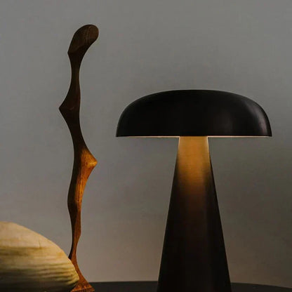 Rechargeable Mushroom Table Lamp with Touch Control & 3 Brightness Levels for Bedroom Nightstand Living Room Dining Room Office Desk Cordles