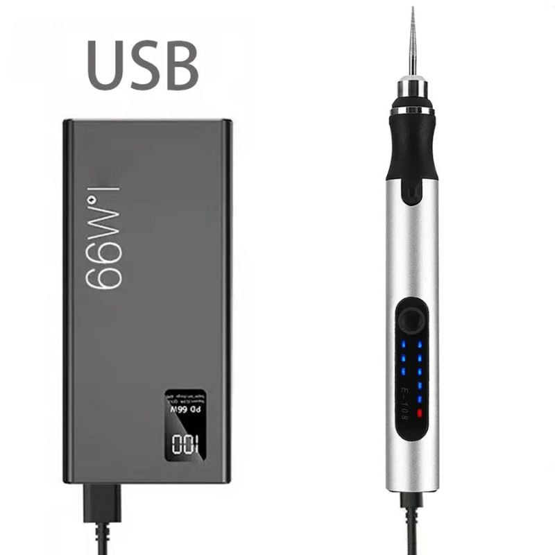 Portable Rotary Tool Kit with LCD Speed Display, Multi-Material Carving Device for Wood Metal Glass Leather, USB Chargeable Handheld Etching