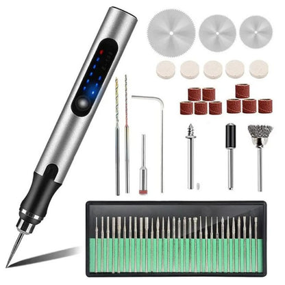 Portable Rotary Tool Kit with LCD Speed Display, Multi-Material Carving Device for Wood Metal Glass Leather, USB Chargeable Handheld Etching