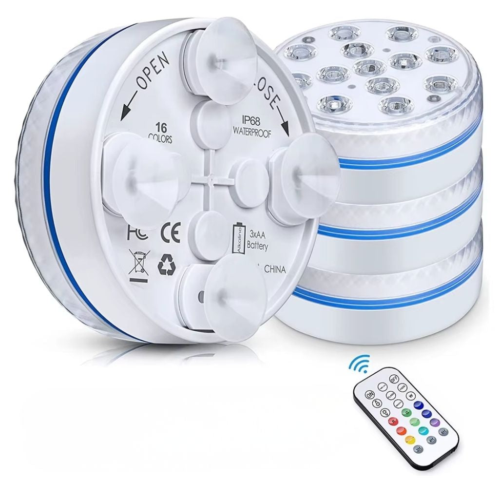 Waterproof LED Pool Light RF Remote 16 Colors Accent Lighting for Swimming Pools Hot Tubs Ponds Fountains Battery Powered Underwater