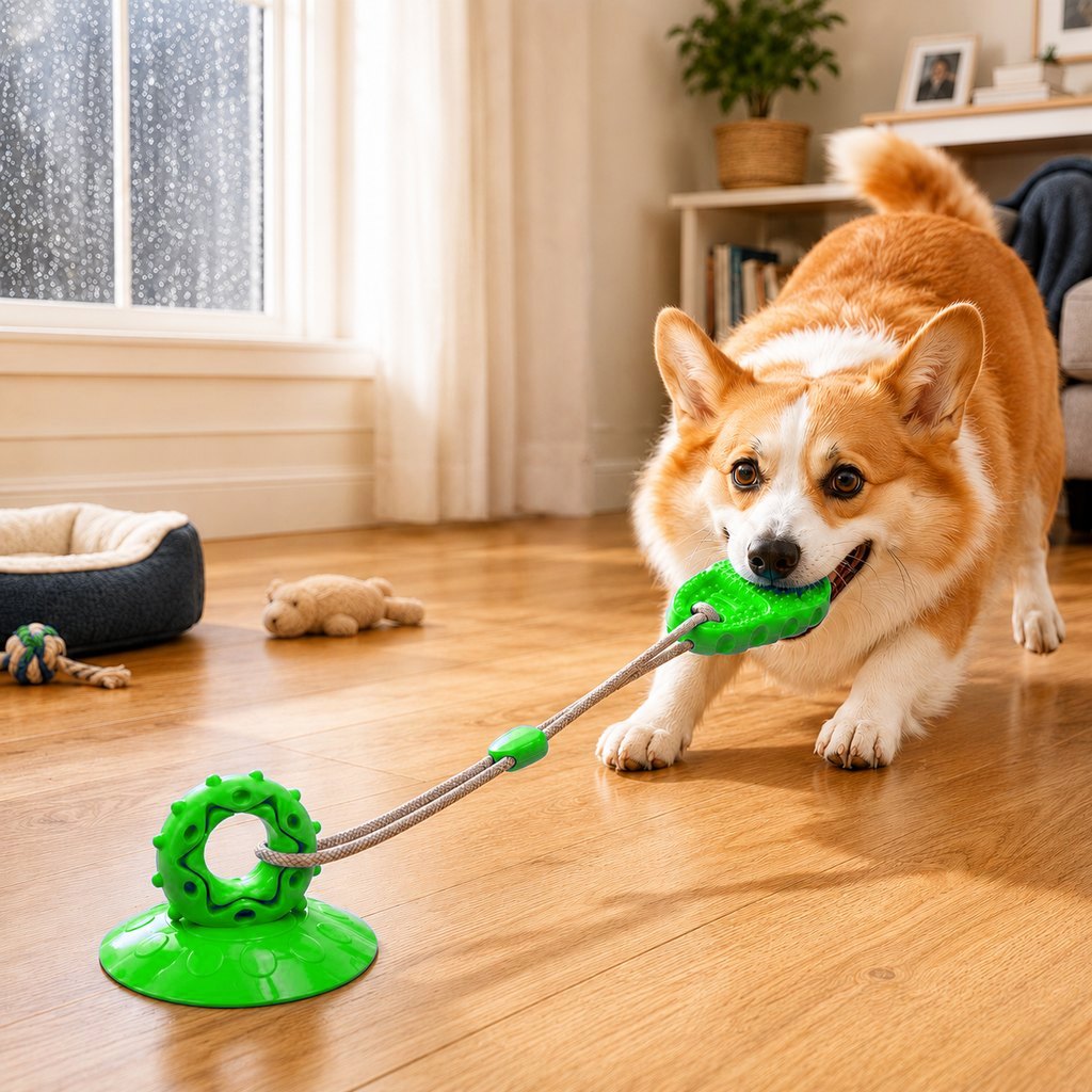 Ortekor Suction Cup Dog Chew & Tug Toy for Indoor Play - Helps Redirect Shoe Chewing & Burn Boredom