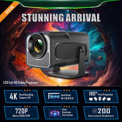 Portable Mini Projector with Android 11, 1080p HD, 300 ANSI Lumens, WiFi 6, Bluetooth, 150 in Screen for Home Theater, Outdoor Movies