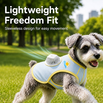 Ortekor Cooling Fan Dog Summer Vest for Walks & Outdoor Heat Relief - Lightweight Sun Shirt for Small & Medium Dogs