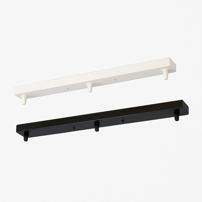 Metal Ceiling Canopy for Multi-Light Pendant Fixtures – Long Mounting Plate in Black or White, 1-5 Outlet Holes, Modern Hardware Accessory