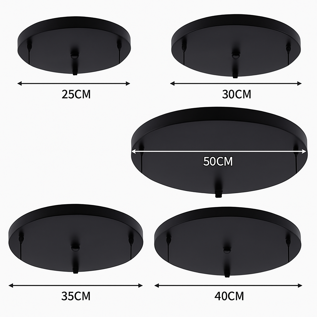 Ceiling Canopy Base for Hanging Lights – Round Metal Plate with Adjustable Wire & Multi-Hole Mounting for Kitchen Dining Room Bedroom Living