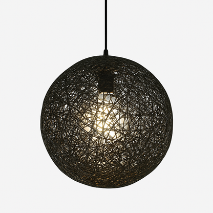 Woven Paper Globe Pendant Light with Adjustable Cord - Handcrafted Sphere Ceiling Fixture for Bedroom & Living Room