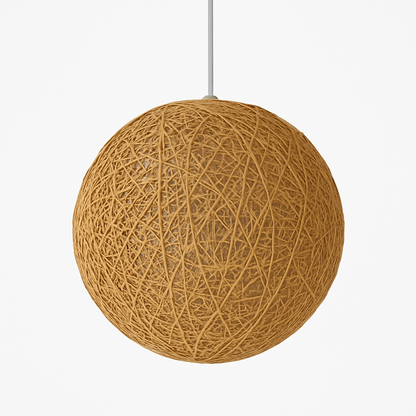 Woven Paper Globe Pendant Light with Adjustable Cord - Handcrafted Sphere Ceiling Fixture for Bedroom & Living Room