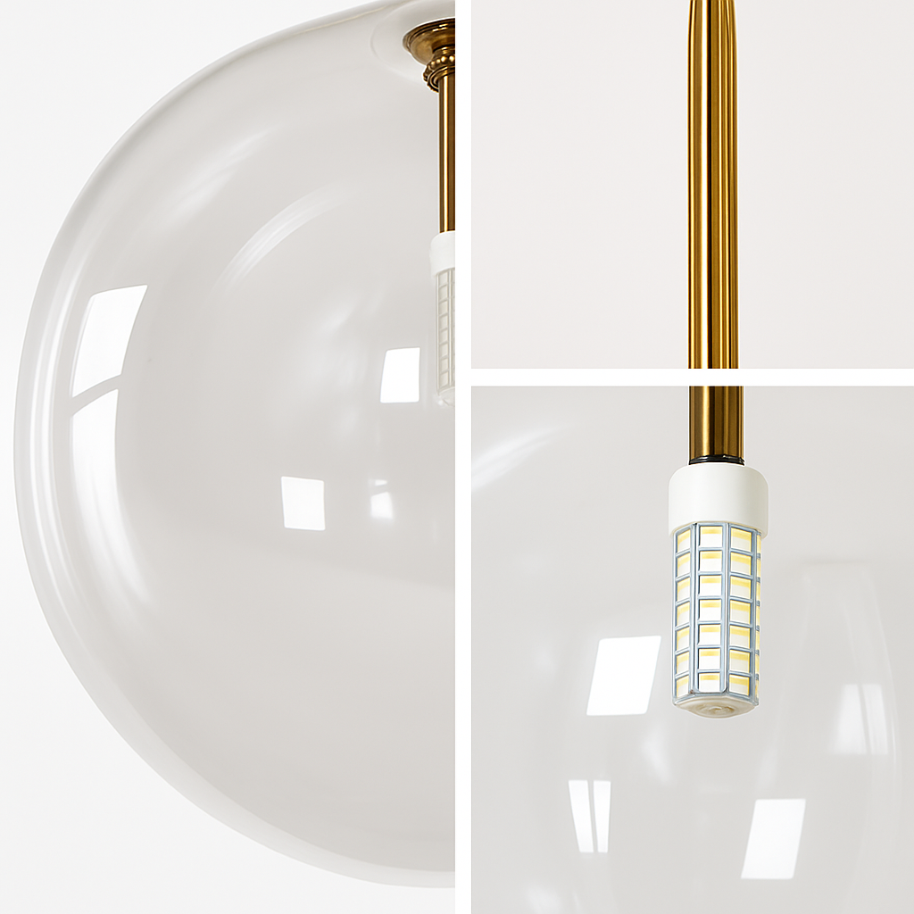 Glass Sphere Pendant Light | Modern Scandinavian Hanging Lamp for Dining Room, Bedroom, Cafe | G4 LED Compatible Ceiling Fixture