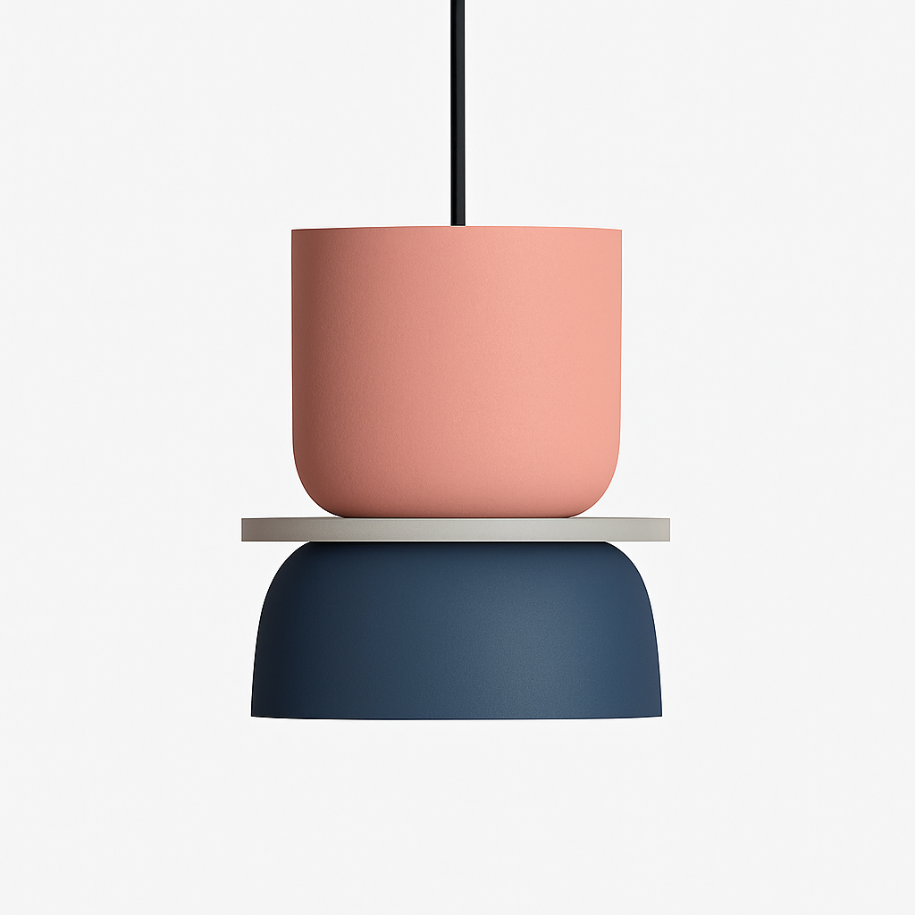 Metal Pendant Light with Sculptural Shade for Kitchen Island, Dining Room & Living Room – Modern Hanging Fixture, E27 Base